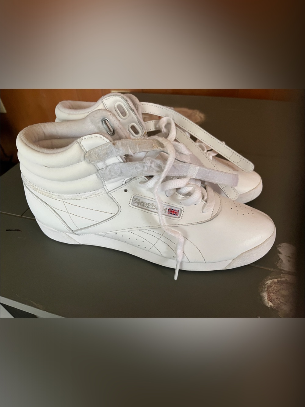 Reebok White High-Top Sneakers with Ankle Strap